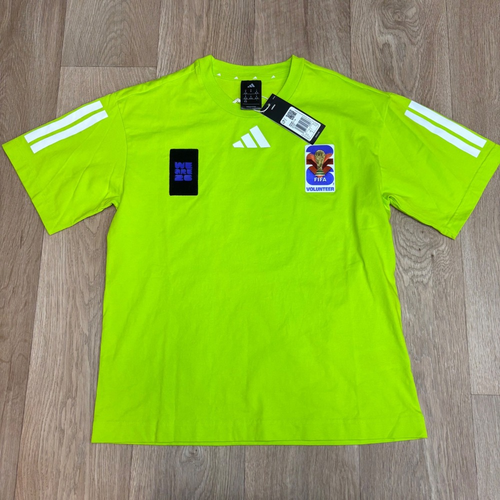 Adidas FIFA World Cup 2026 Volunteer T-Shirt Neon Green Kids Medium KR3458